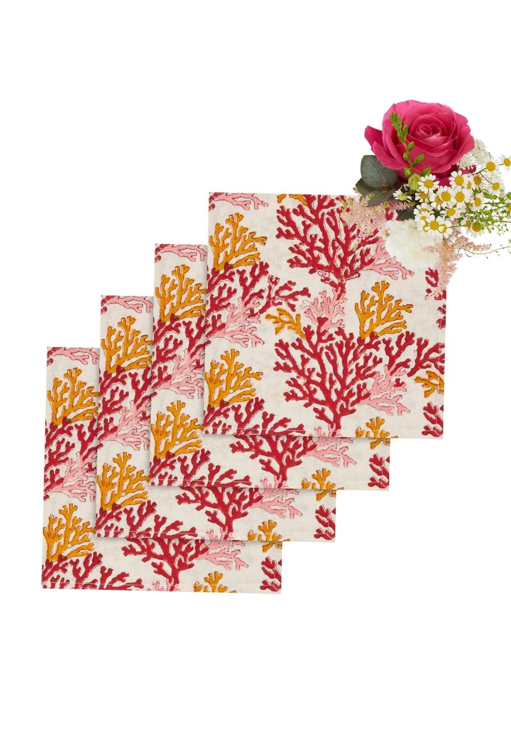 Rose Coral Table Napkin - Set of 4