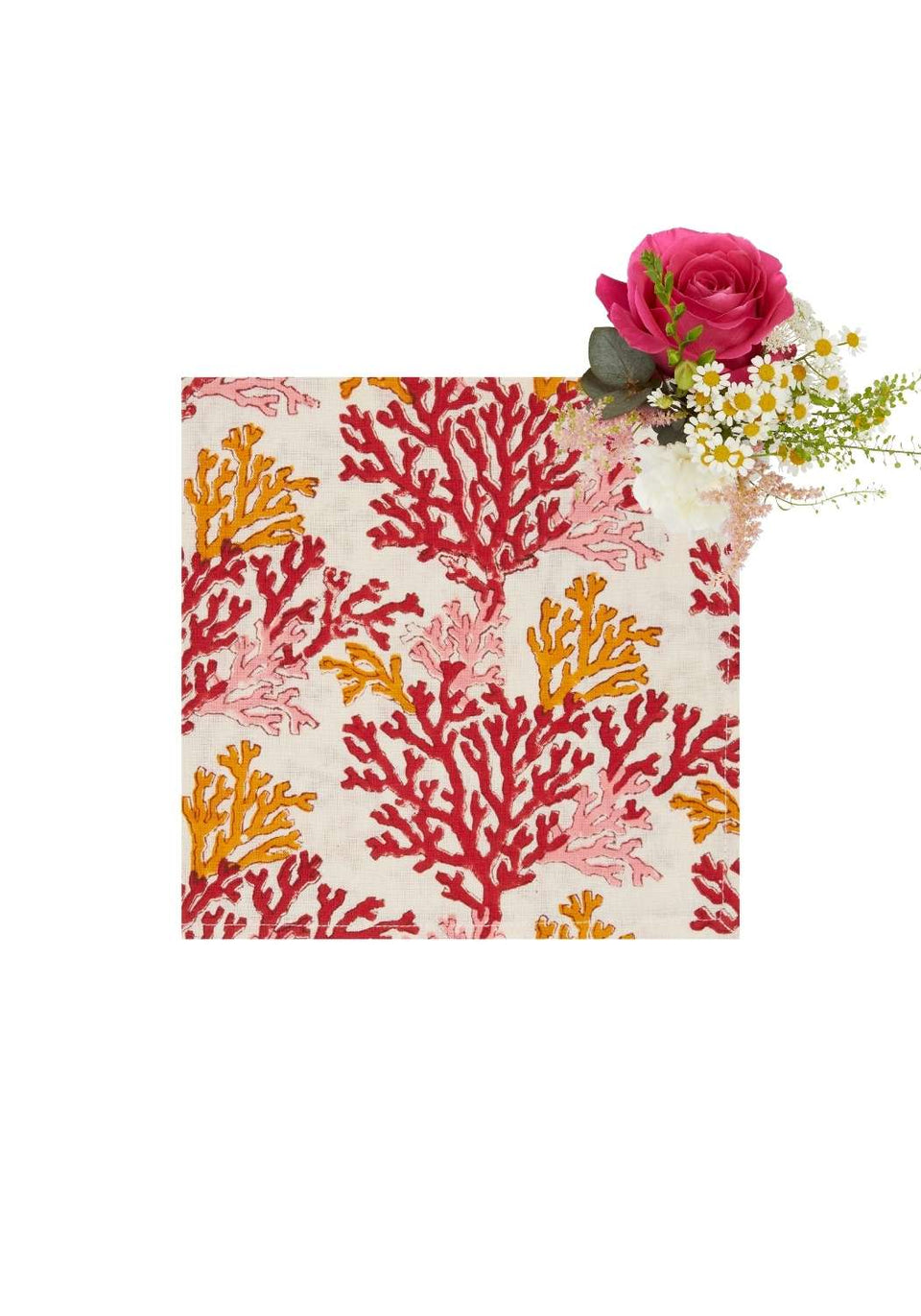 Napkins Rose Coral Table Napkin - Set of 4