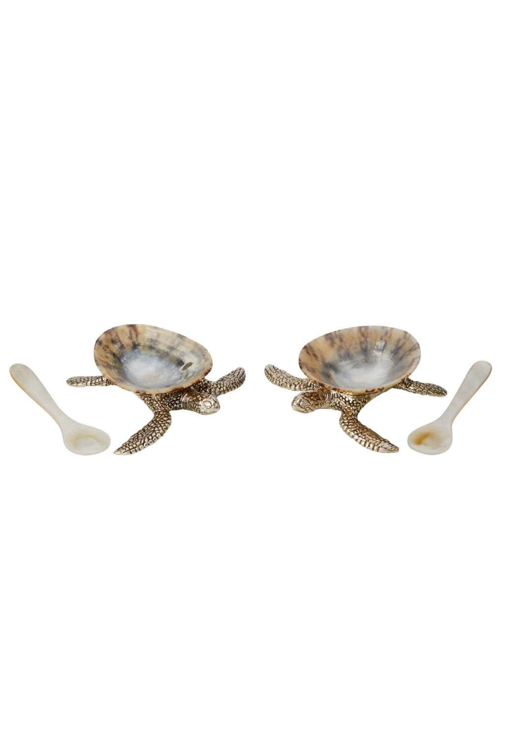 New Born Turtle Salt Cellar and Pepper Pots with Spoons - Pair - Casa by Josephine Jenno