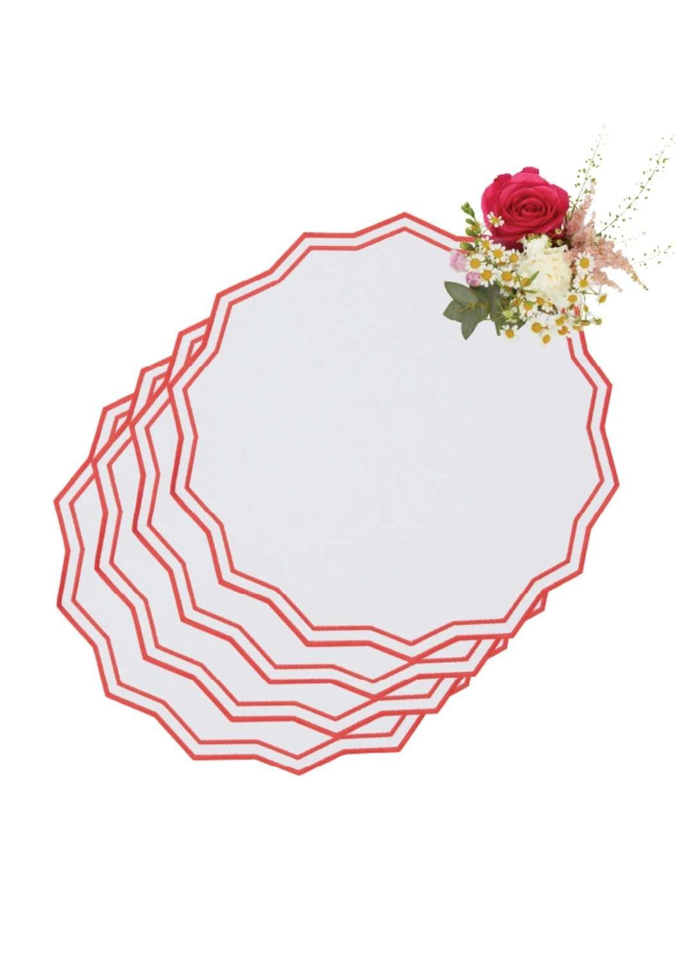 Notting Hill Red Round Placemats - Set of 4 - Casa by Josephine Jenno