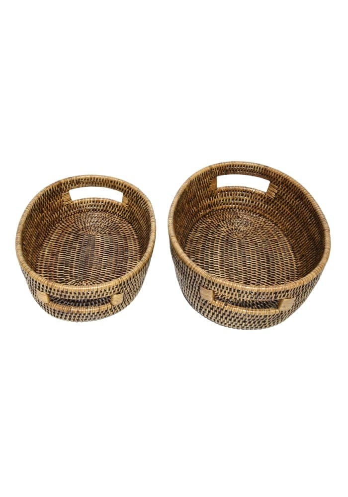 Oval Rattan Basket - Brown - Casa by Josephine Jenno