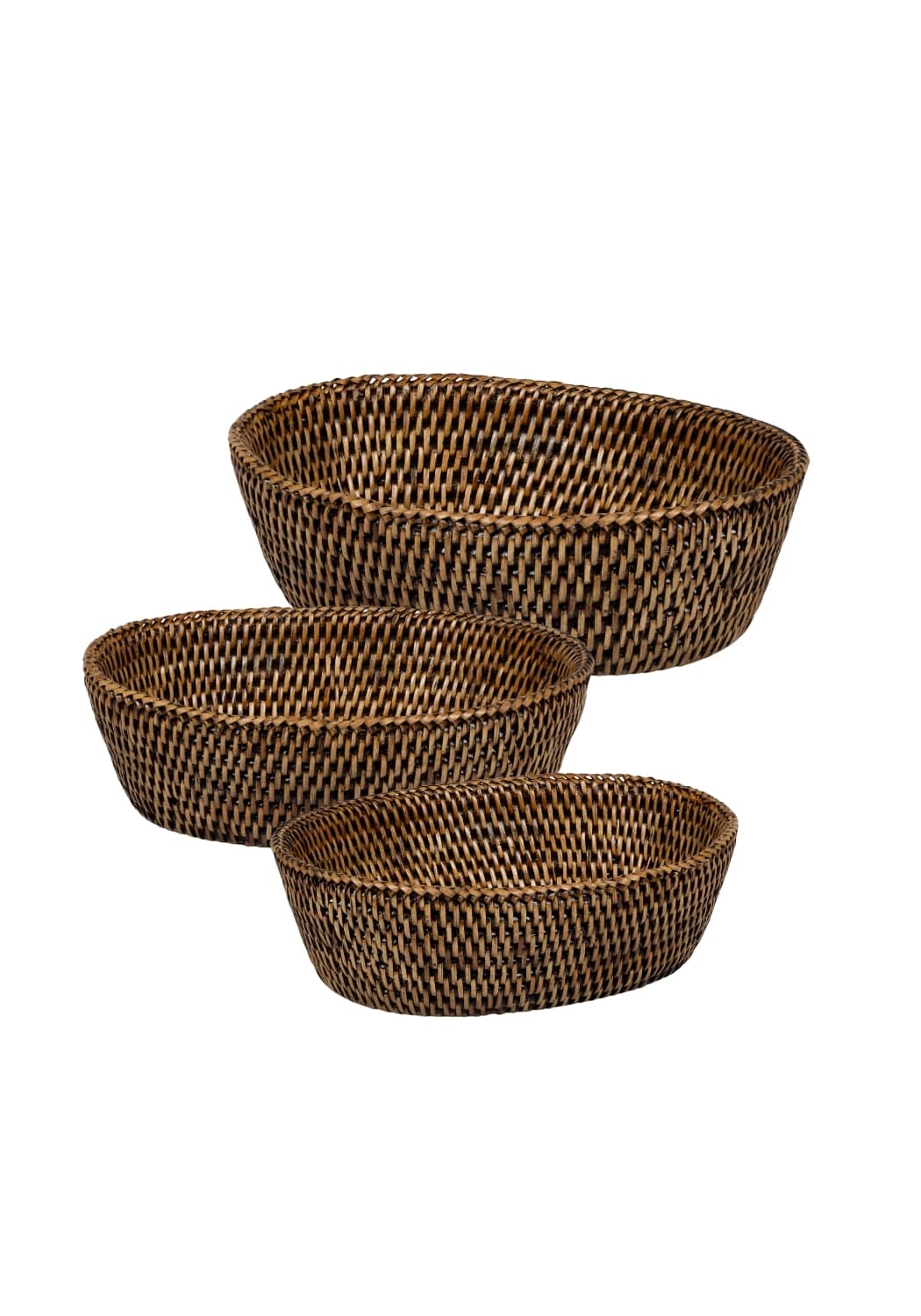 Oval Rattan Bowl - Set of 3