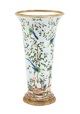 Oversized Cloisonné - Style Vase with Hand Painted Bird Motif - Casa by Josephine Jenno