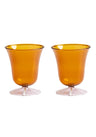 Whimsical Amber Glasses with Pink Base