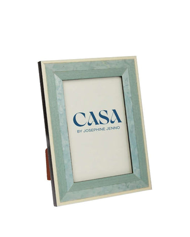 Beautiful Blue Marquetry Photo Frame with White Stripe 6x4