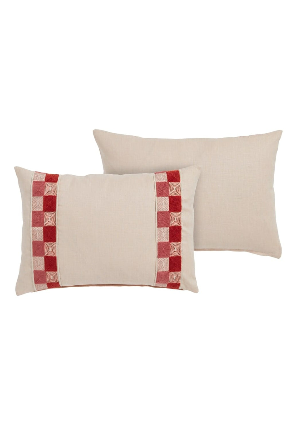 Pink and Red Check Lumbar Pillow Cover - Casa by Josephine Jenno