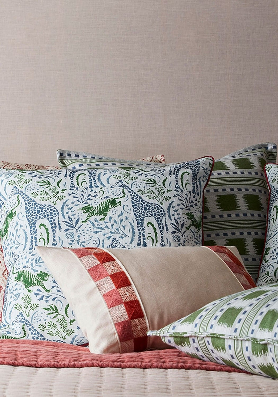 Pink and Red Check Lumbar Pillow Cover - Casa by Josephine Jenno