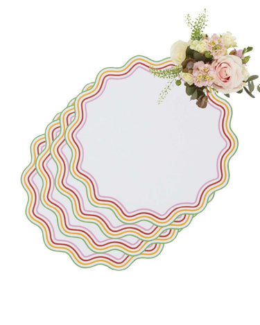 Alice Multi Coloured Trim Placemats - Set of 4