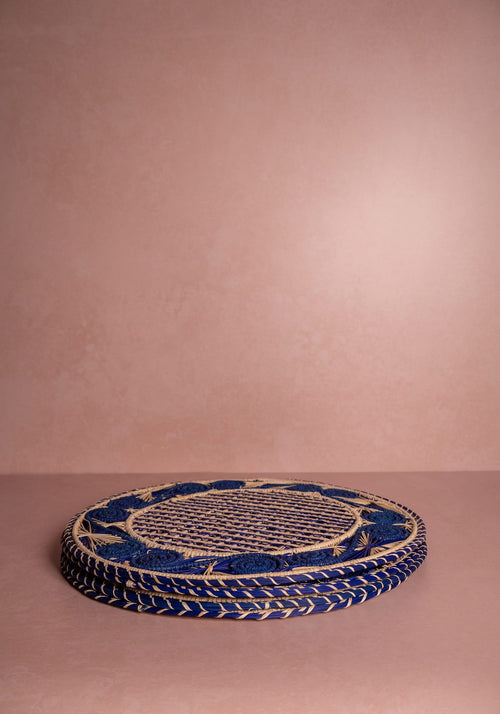 Atlántico Iraca Woven Placemat, Blue