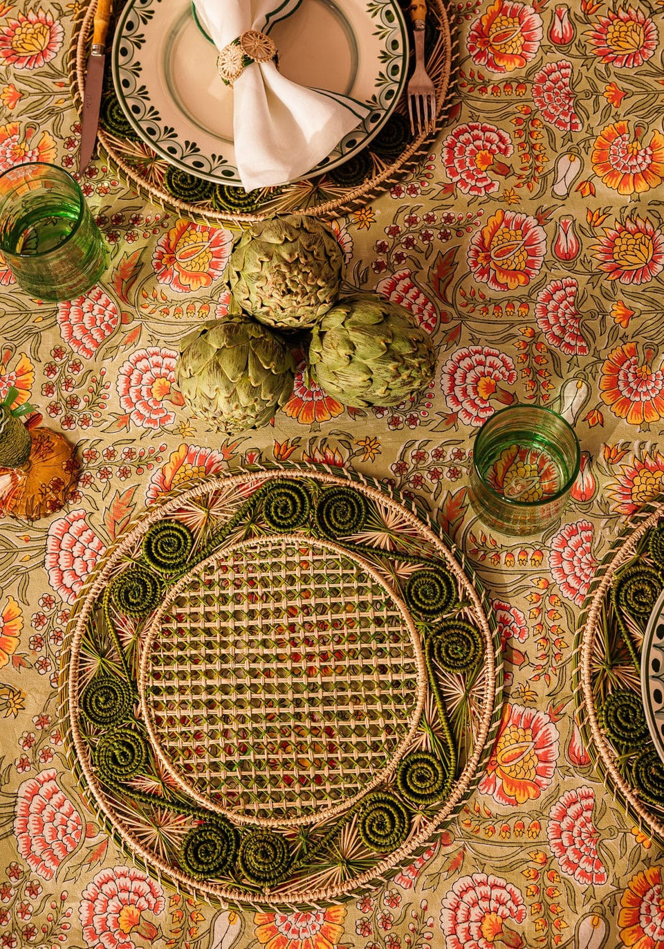 Placemats Atlántico Iraca Woven Placemats, Olive Green - Set of 4
