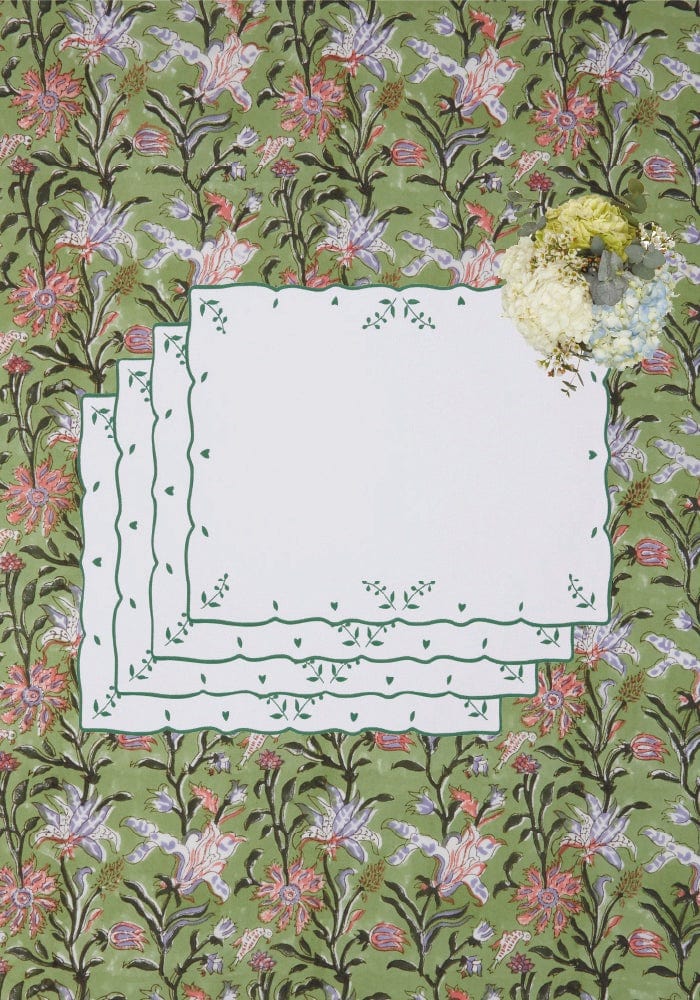 Green Blossom Rectangular Placemats - Set of 4