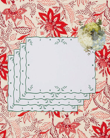 Green Blossom Rectangular Placemats - Set of 4