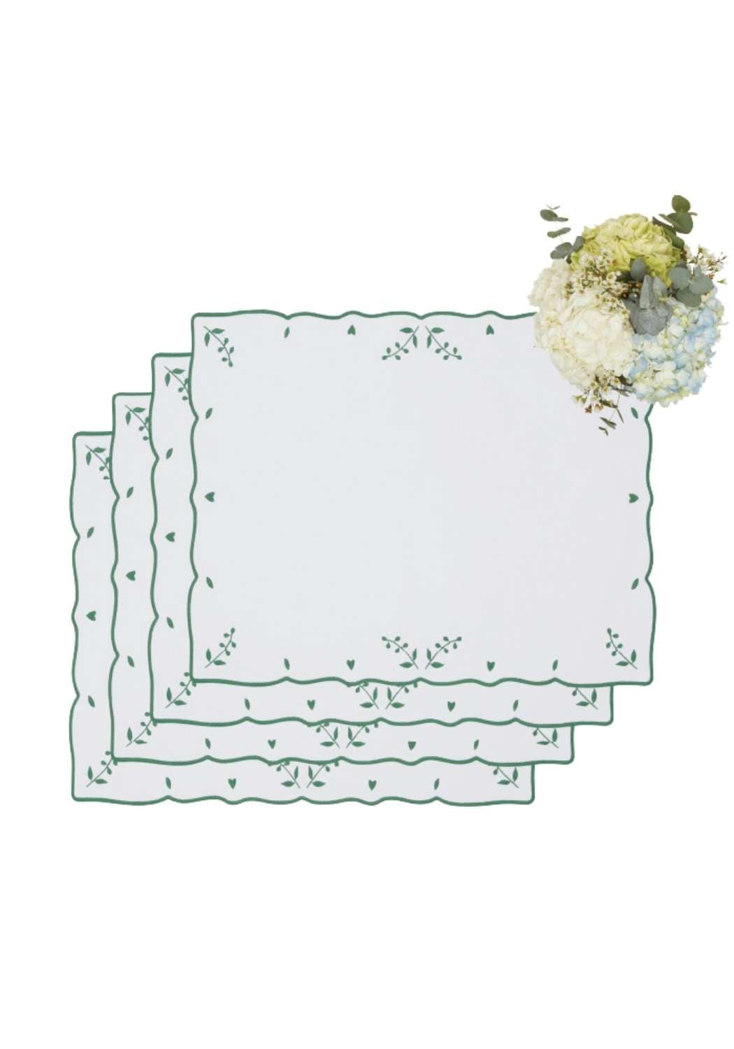 Green Blossom Rectangular Placemats - Set of 4