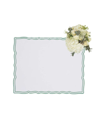 Green Wavy Trim Rectangular Placemats - Set of 4