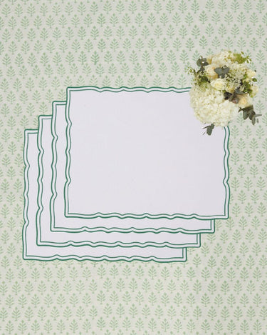 Placemats Green Wavy Trim Rectangular Placemats - Set of 4