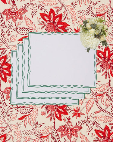 Placemats Green Wavy Trim Rectangular Placemats - Set of 4