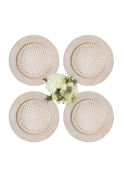 Harbour Island Rattan Round Charger Sand Colour - Set of 4