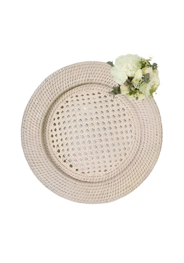 Placemats Harbour Island Rattan Round Charger Sand Colour - Set of 4