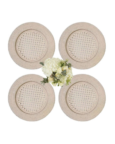 Harbour Island Rattan Round Charger Sand Colour - Set of 4