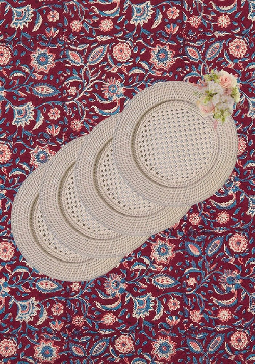 Harbour Island Rattan Round Charger Sand Colour - Set of 4