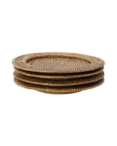 Placemats Harbour Island Round Rattan Charger Brown  - Set of 4