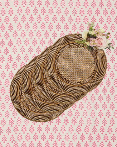 Placemats Harbour Island Round Rattan Charger Brown  - Set of 4