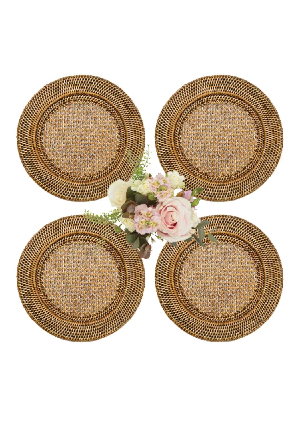 Harbour Island Round Rattan Charger Brown - Set of 4