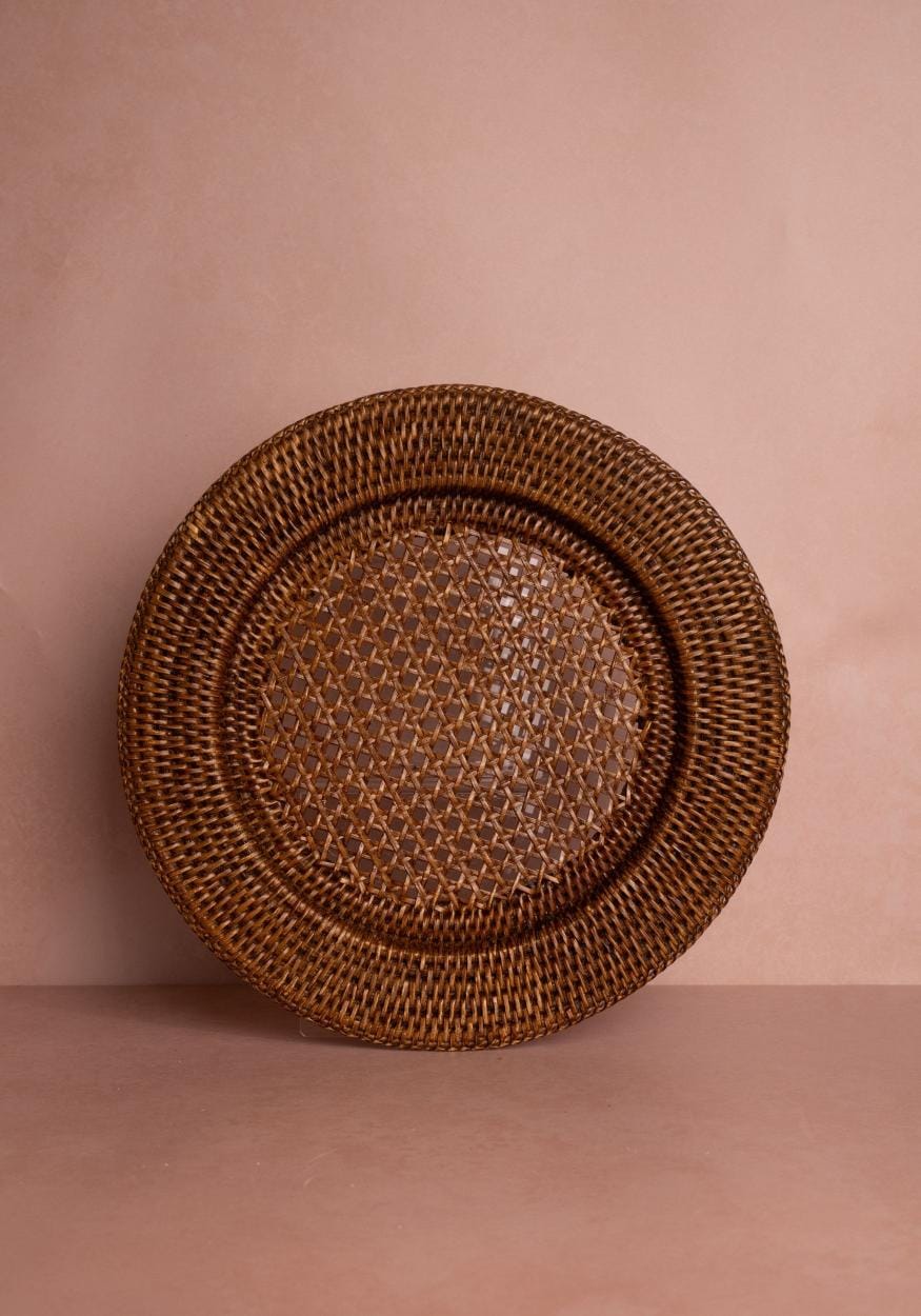 Harbour Island Round Rattan Charger Brown - Set of 4