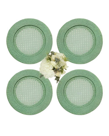 Placemats Harbour Island Round Rattan Charger Green  - Set of 4