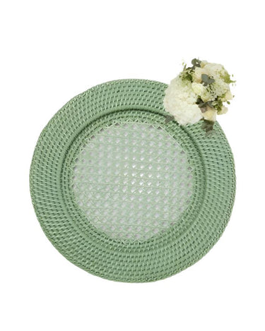 Placemats Harbour Island Round Rattan Charger Green  - Set of 4