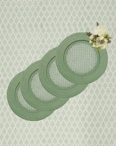 Placemats Harbour Island Round Rattan Charger Green  - Set of 4