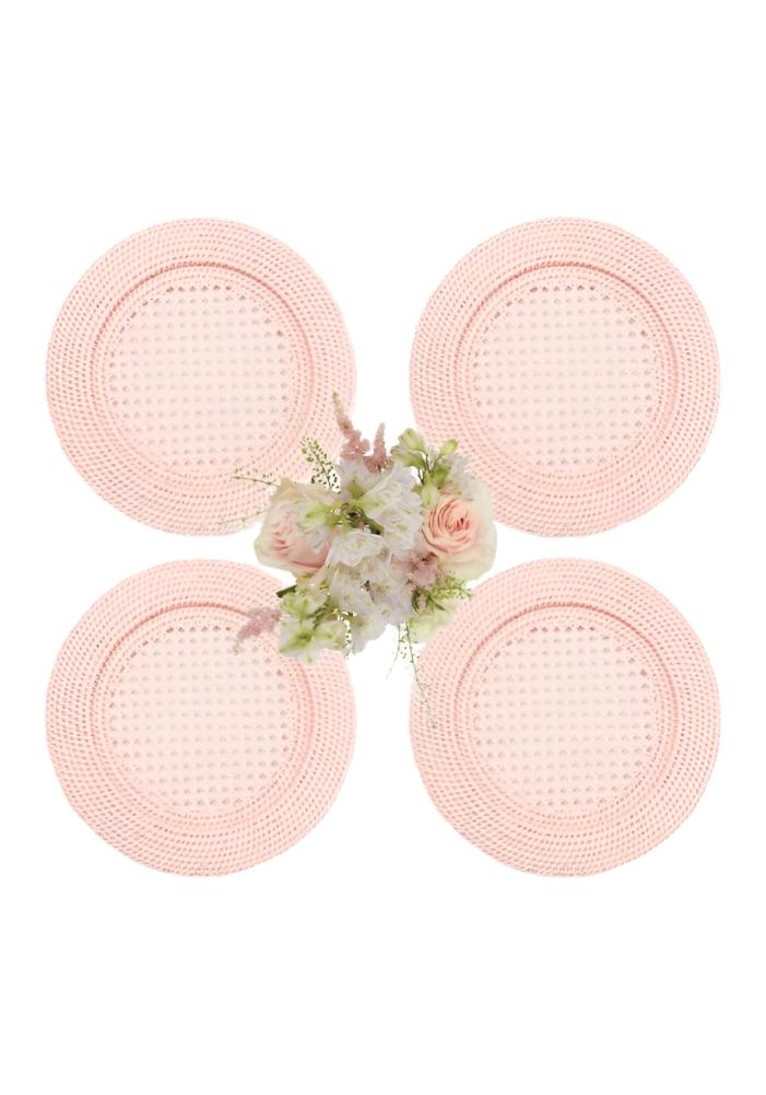 Placemats Harbour Island Round Rattan Charger Placemat Pink - Set of 4