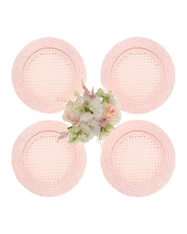 Placemats Harbour Island Round Rattan Charger Placemat Pink - Set of 4