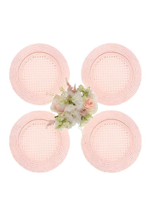 Harbour Island Round Rattan Charger Placemat Pink - Set of 4