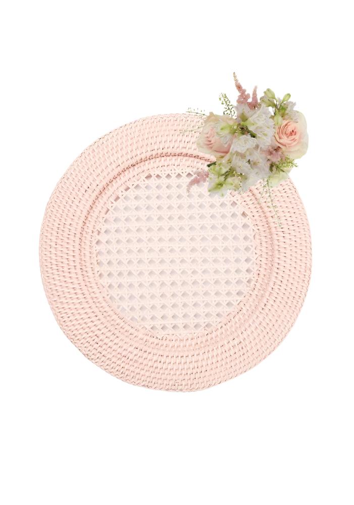 Placemats Harbour Island Round Rattan Charger Placemat Pink - Set of 4