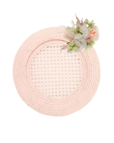 Placemats Harbour Island Round Rattan Charger Placemat Pink - Set of 4