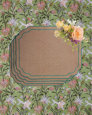 Placemats Hortensia Brown and Green Placemats - Set of 4