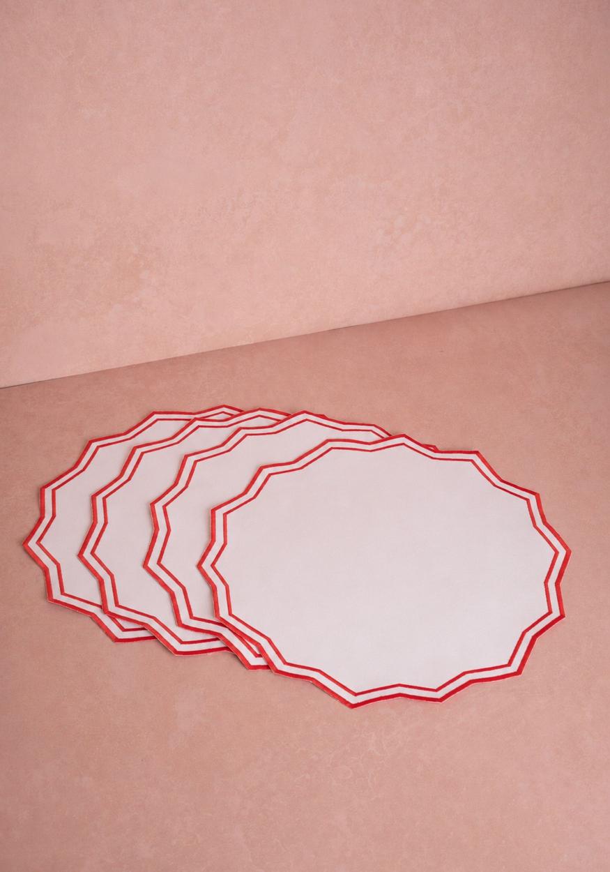 Notting Hill Red Round Placemats - Set of 4