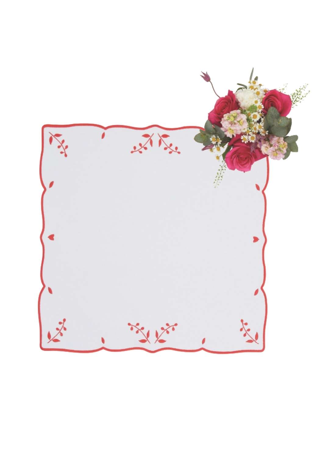 Red Garden Motif Placemats - Set of 4