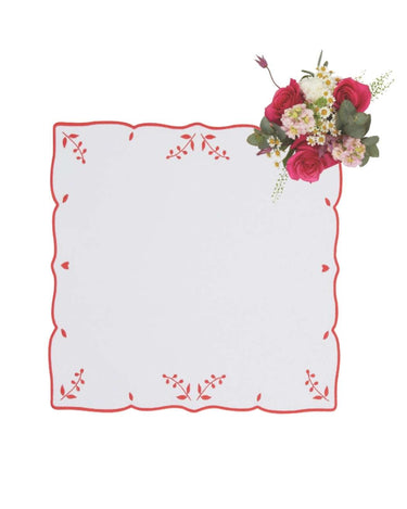 Red Garden Motif Placemats - Set of 4