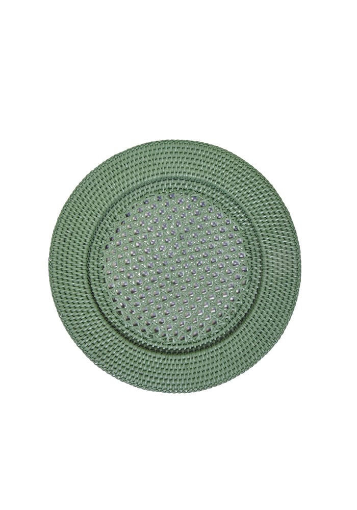 Round Rattan Under Plate - Green