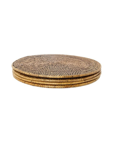 Placemats Round & Round Rattan Charger Brown -  Set of 4