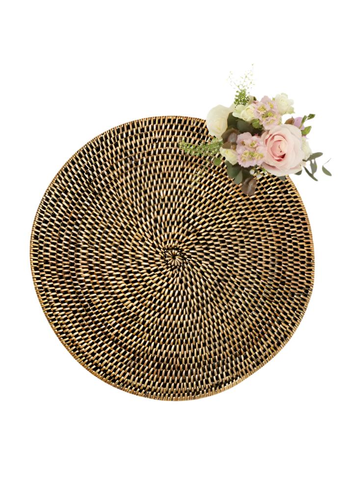 Placemats Round & Round Rattan Charger Brown -  Set of 4