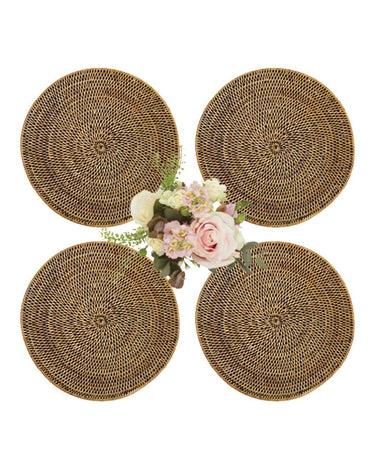 Round & Round Rattan Charger Brown - Set of 4