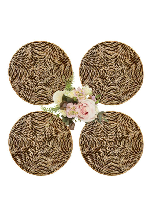 Round & Round Rattan Charger Brown -  Set of 4