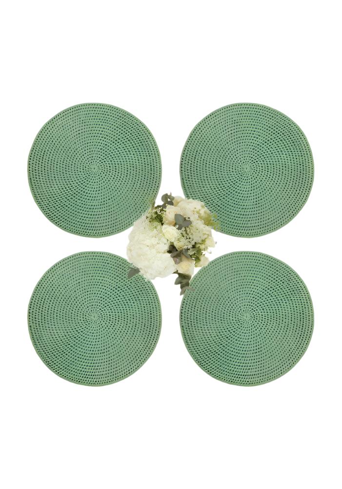 Placemats Round & Round Rattan Charger Green - Set of 4