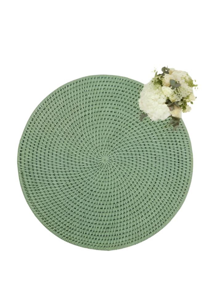 Placemats Round & Round Rattan Charger Green - Set of 4