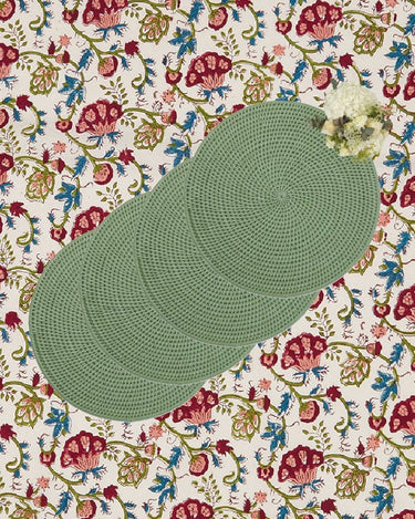 Placemats Round & Round Rattan Charger Green - Set of 4