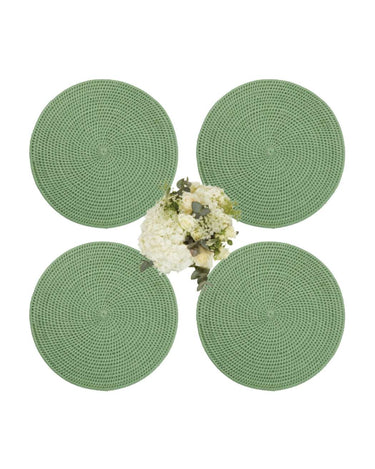 Round & Round Rattan Charger Green - Set of 4