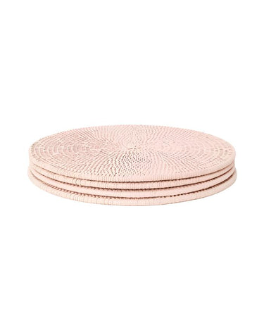 Placemats Round & Round Rattan Placemat  Pink - Set of 4